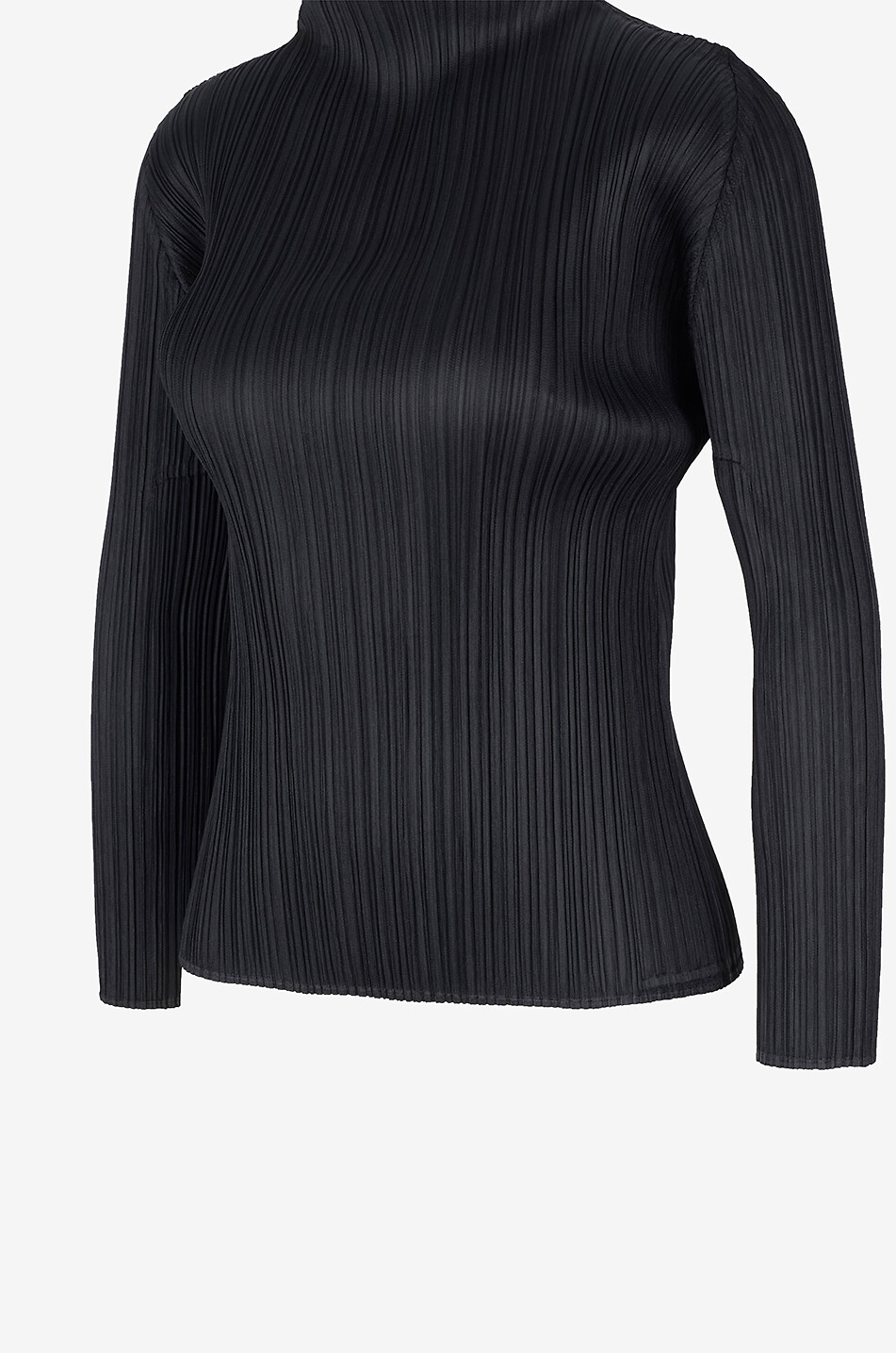 PLEATS PLEASE Top à manches longues et col montant en crêpe plissé Femme NOIR 3