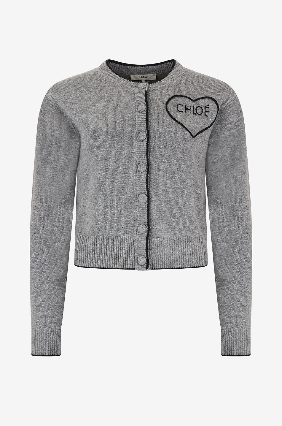 CHLOE Encoeur wool and cashmere crewneck cardigan Women GREY 1