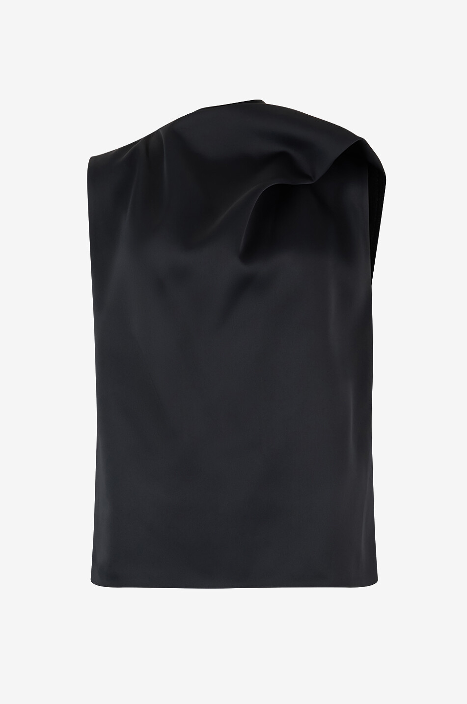 Top sans manches à col asymétrique en crêpe satiné Loe