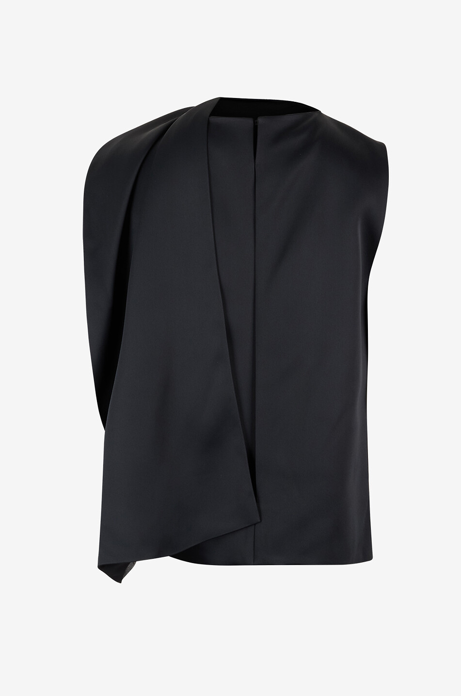 KHAITE Top sans manches à col asymétrique en crêpe satiné Loe Femme NOIR 2