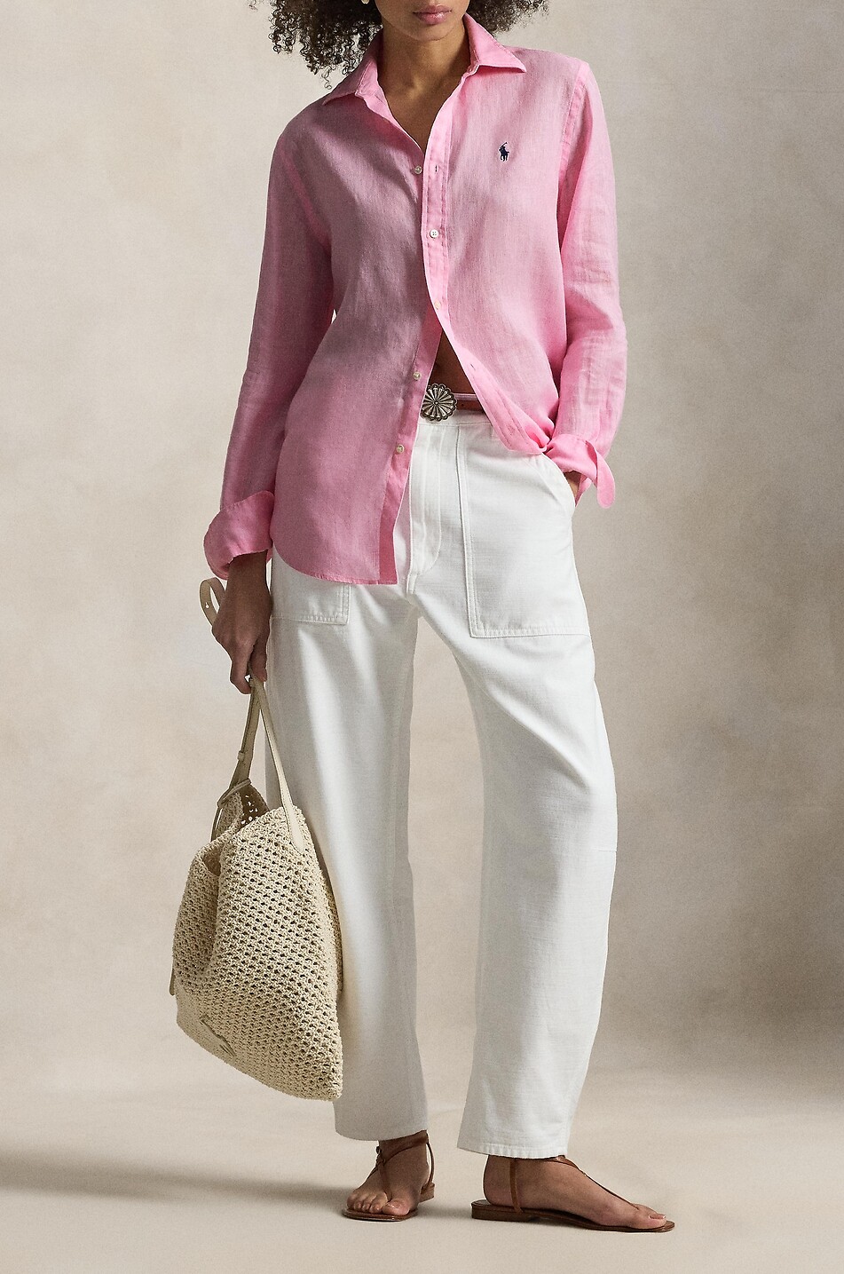 POLO RALPH LAUREN Chemise en lin à manches longues Classic Fit Femme ROSE 2