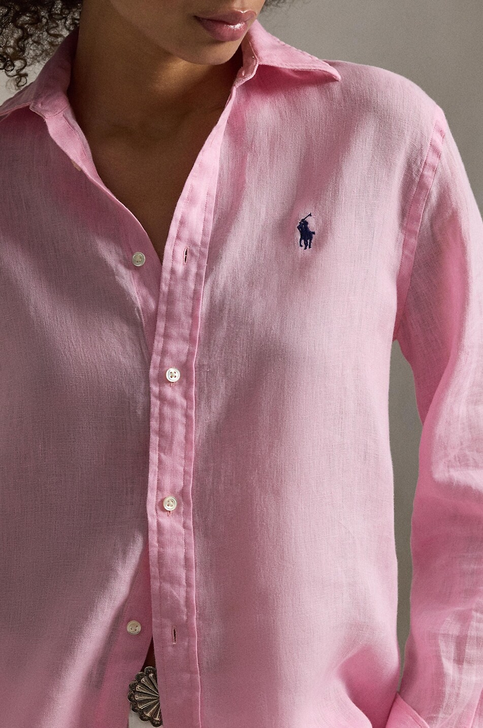 POLO RALPH LAUREN Chemise en lin à manches longues Classic Fit Femme ROSE 4