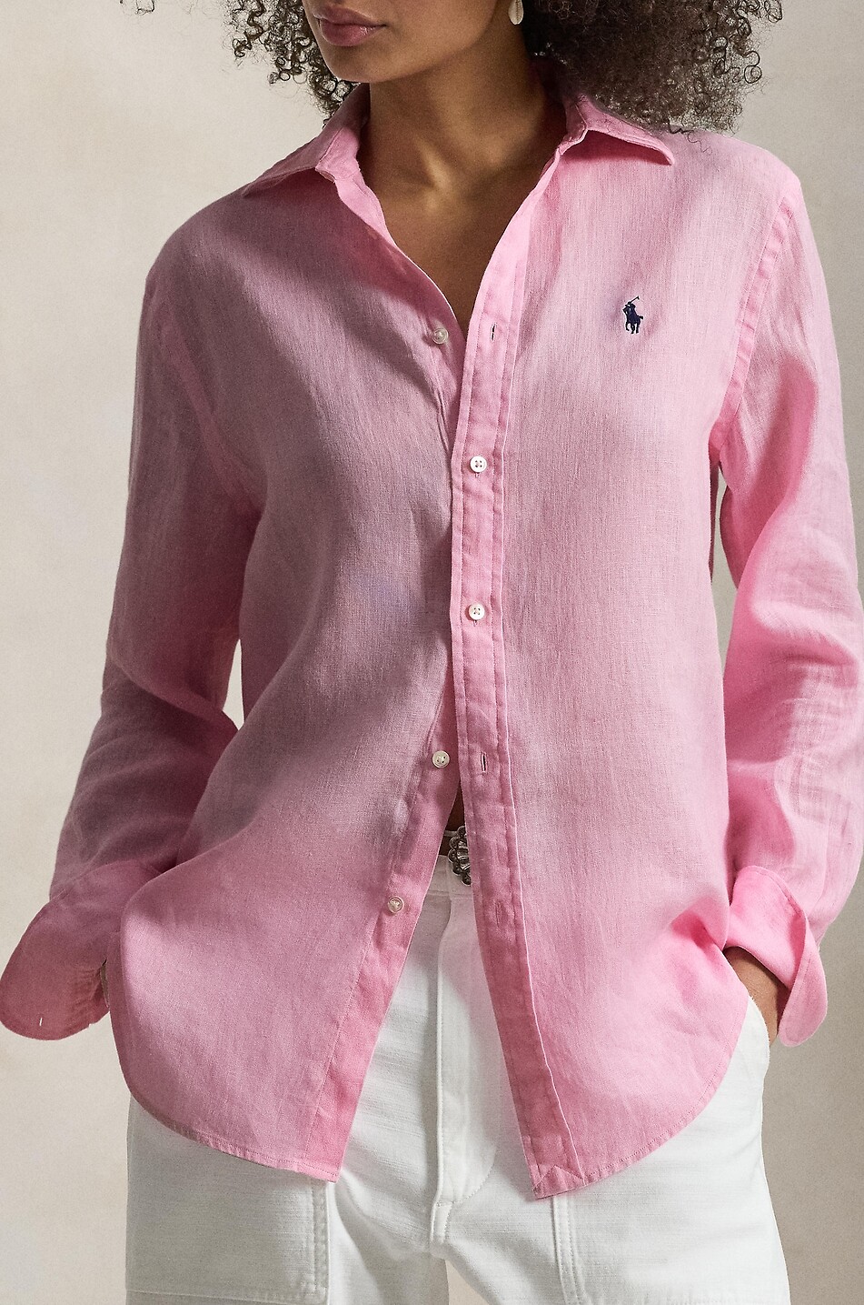 POLO RALPH LAUREN Chemise en lin à manches longues Classic Fit Femme ROSE 5