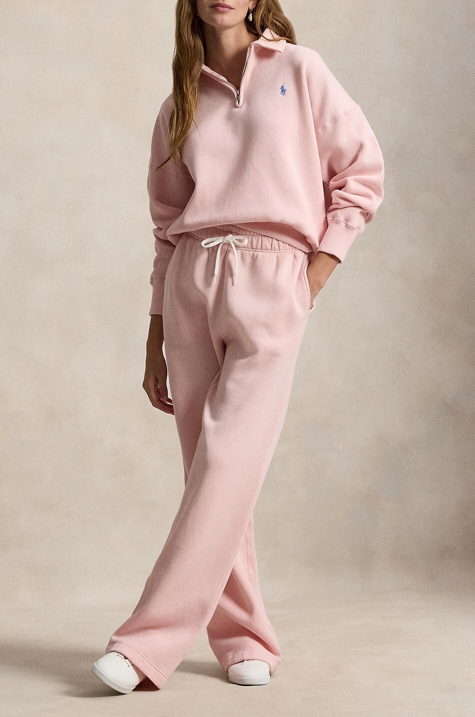 POLO RALPH LAUREN Pony half-zip sweatshirt with shirt collar Women LIGHT PINK 2