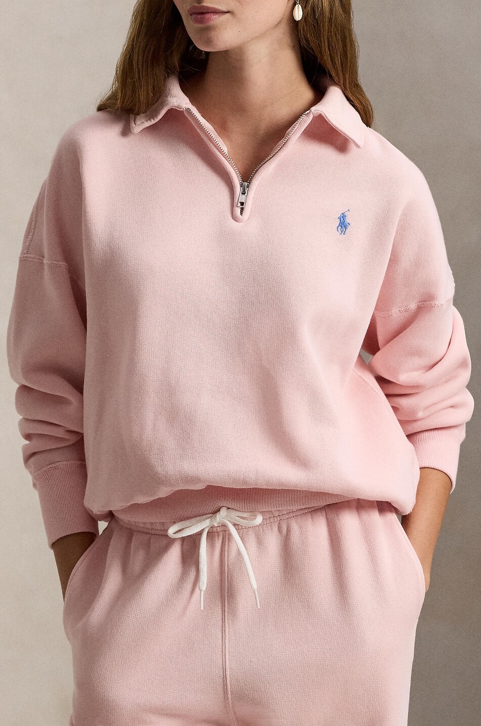 POLO RALPH LAUREN Pony half-zip sweatshirt with shirt collar Women LIGHT PINK 5