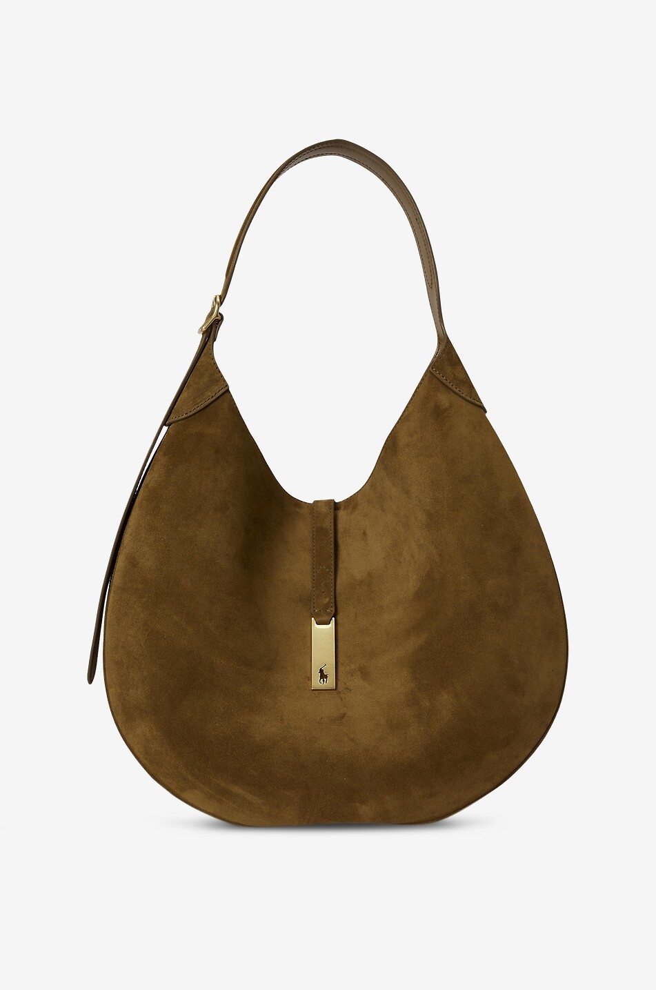 POLO RALPH LAUREN Sac porté épaule en daim Shoulder Polo ID Medium Femme CAMEL 1