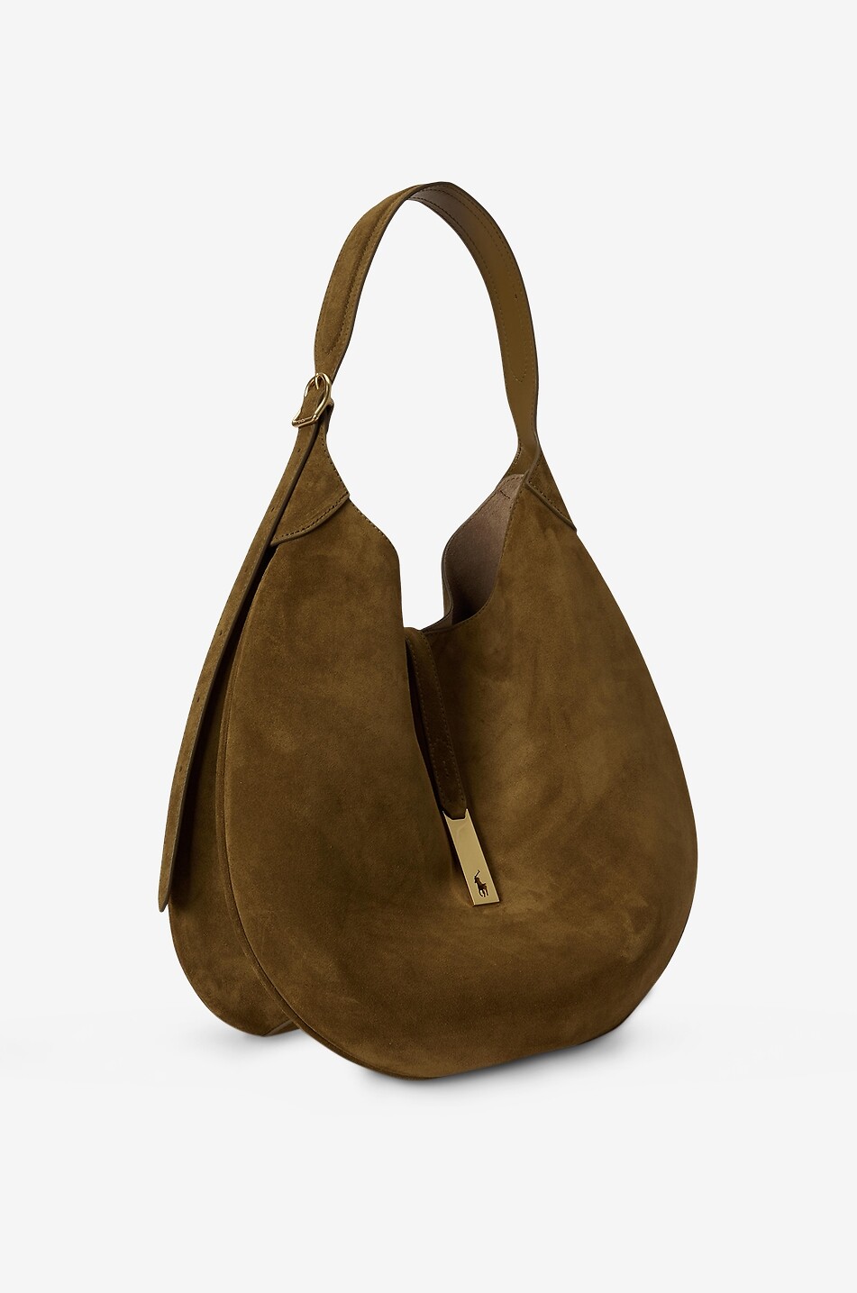 POLO RALPH LAUREN Sac porté épaule en daim Shoulder Polo ID Medium Femme CAMEL 2