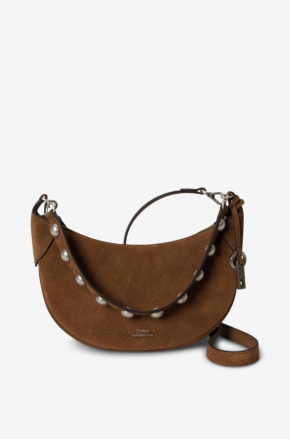 POLO RALPH LAUREN Polo ID Small studded suede shoulder bag Women BROWN 1