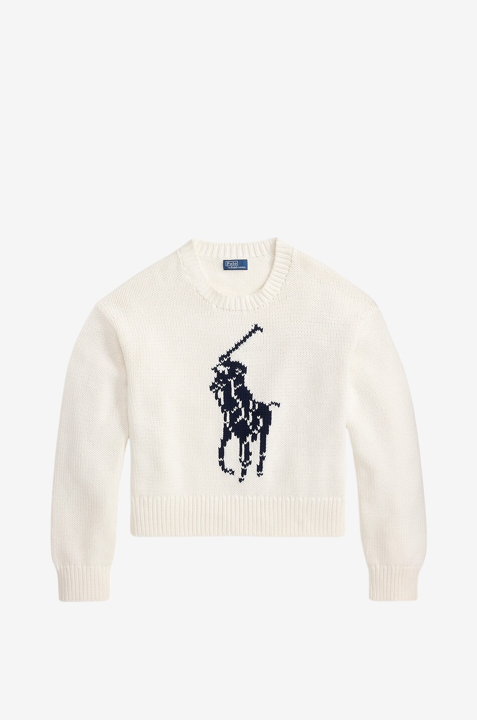 POLO RALPH LAUREN Jacquard-Pullover im Boxy-Schnitt aus Baumwolle Big Pony Damen WEISS 1