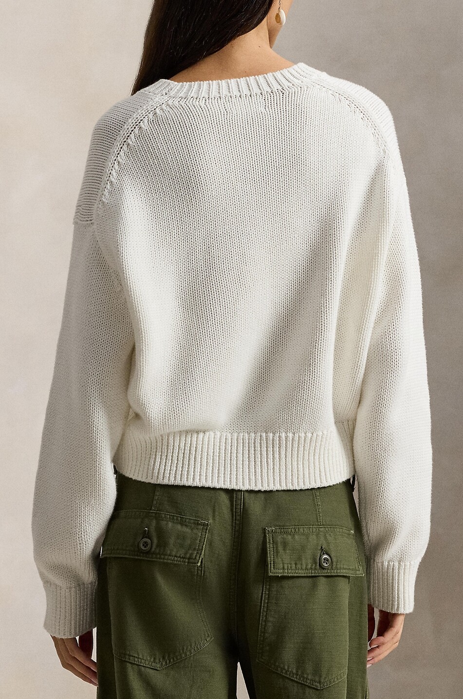 POLO RALPH LAUREN Jacquard-Pullover im Boxy-Schnitt aus Baumwolle Big Pony Damen WEISS 3