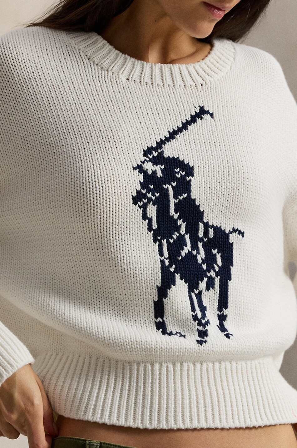 POLO RALPH LAUREN Jacquard-Pullover im Boxy-Schnitt aus Baumwolle Big Pony Damen WEISS 4