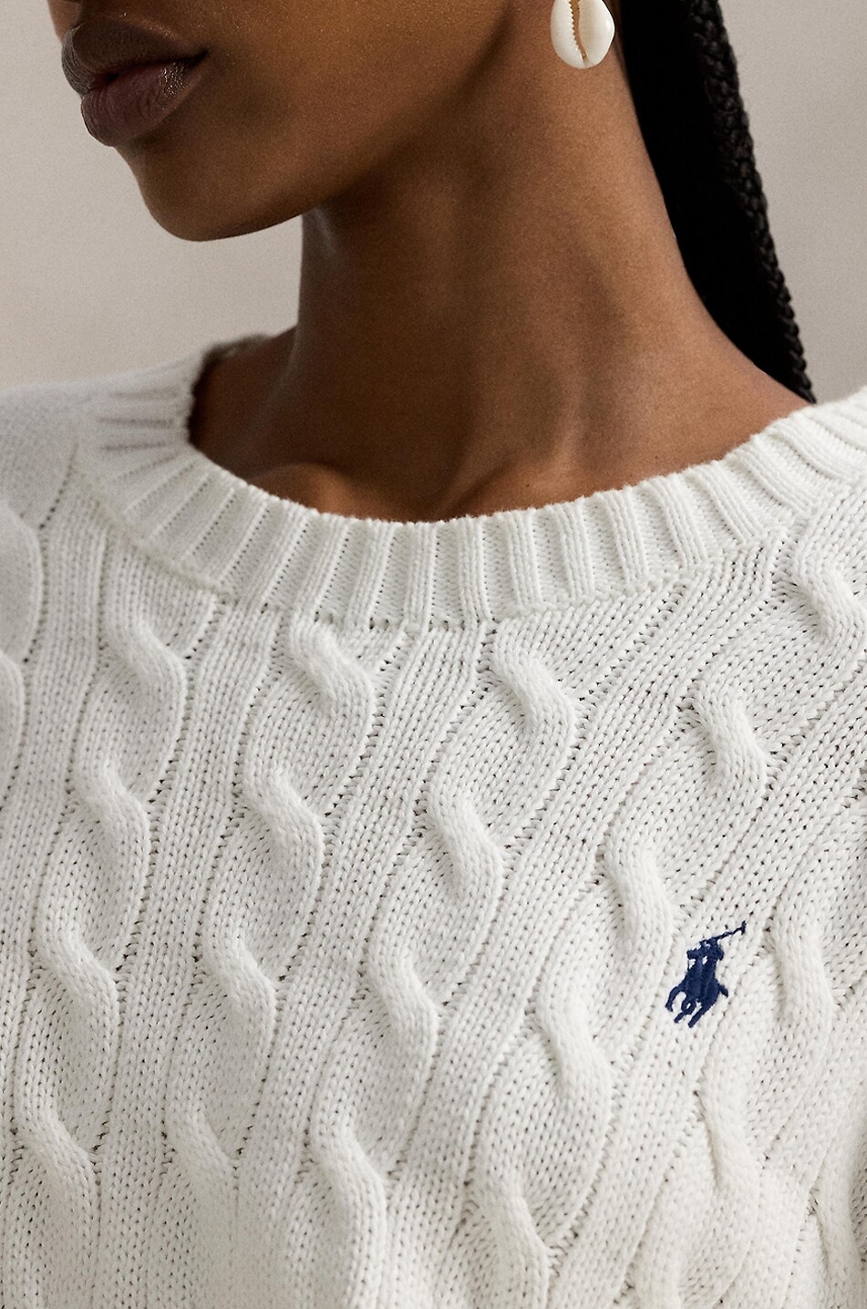 POLO RALPH LAUREN Pull à col rond en coton Pony Femme BLANC 4
