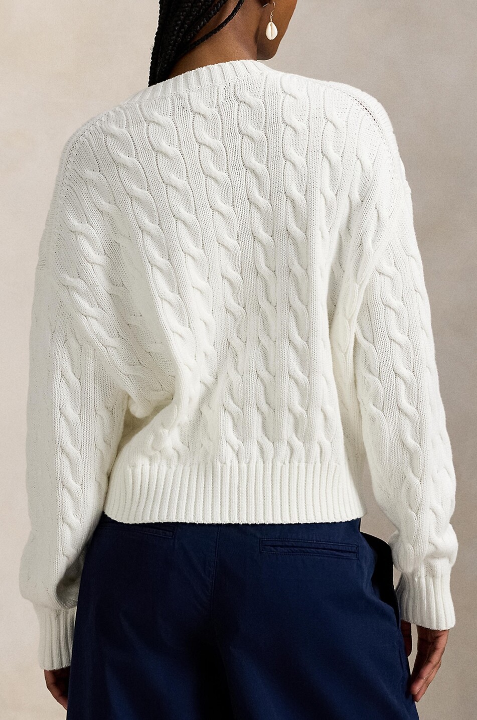 POLO RALPH LAUREN Pull à col rond en coton Pony Femme BLANC 3