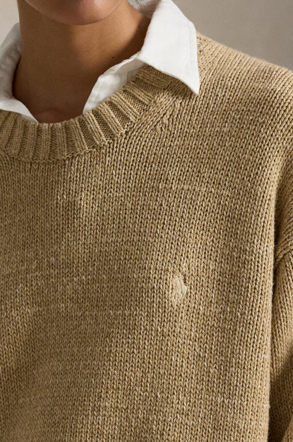 POLO RALPH LAUREN Loose crewneck wool jumper with back logo Women BEIGE 4
