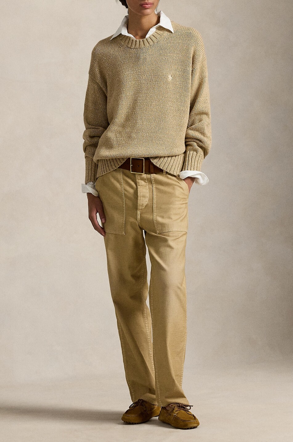 POLO RALPH LAUREN Loose crewneck wool jumper with back logo Women BEIGE 2