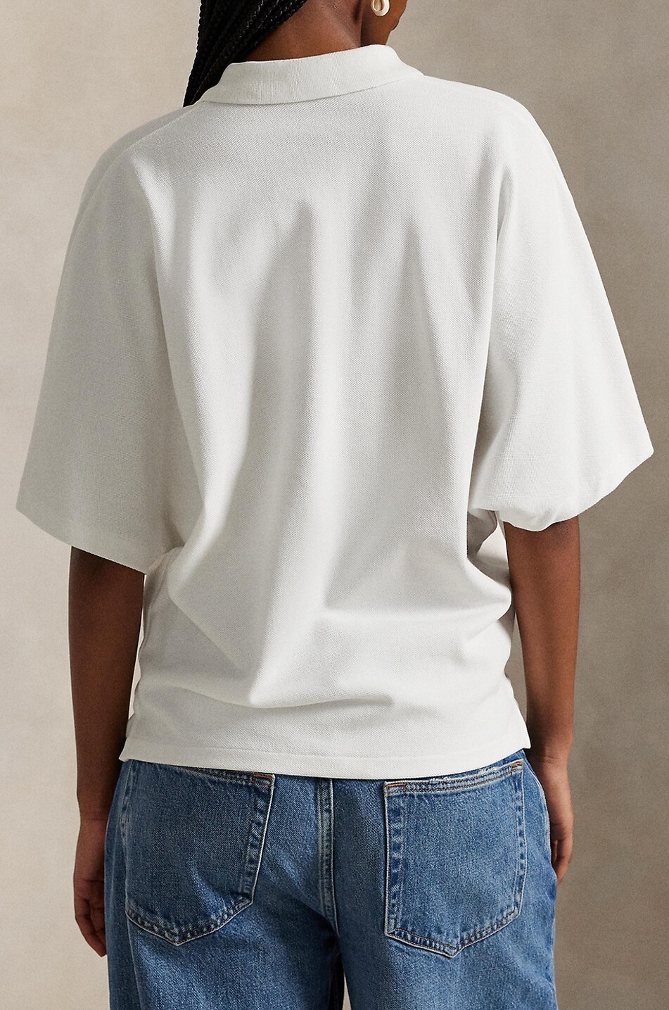 POLO RALPH LAUREN Baumwollpiqué-Kurzarm-Polohemd im Boxy-Schnitt Pony Damen WEISS 3