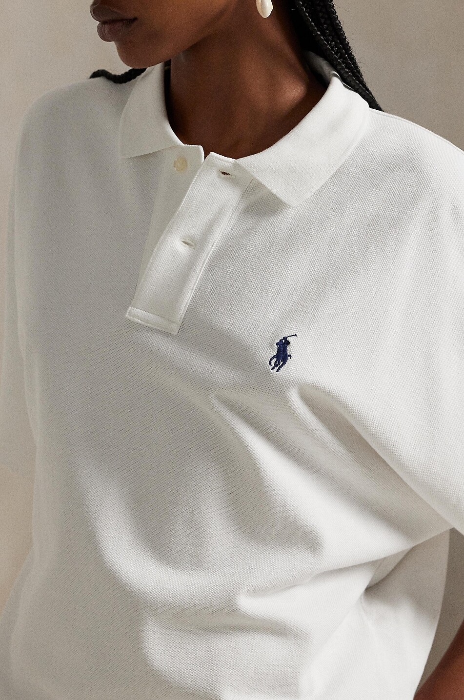 POLO RALPH LAUREN Baumwollpiqué-Kurzarm-Polohemd im Boxy-Schnitt Pony Damen WEISS 4