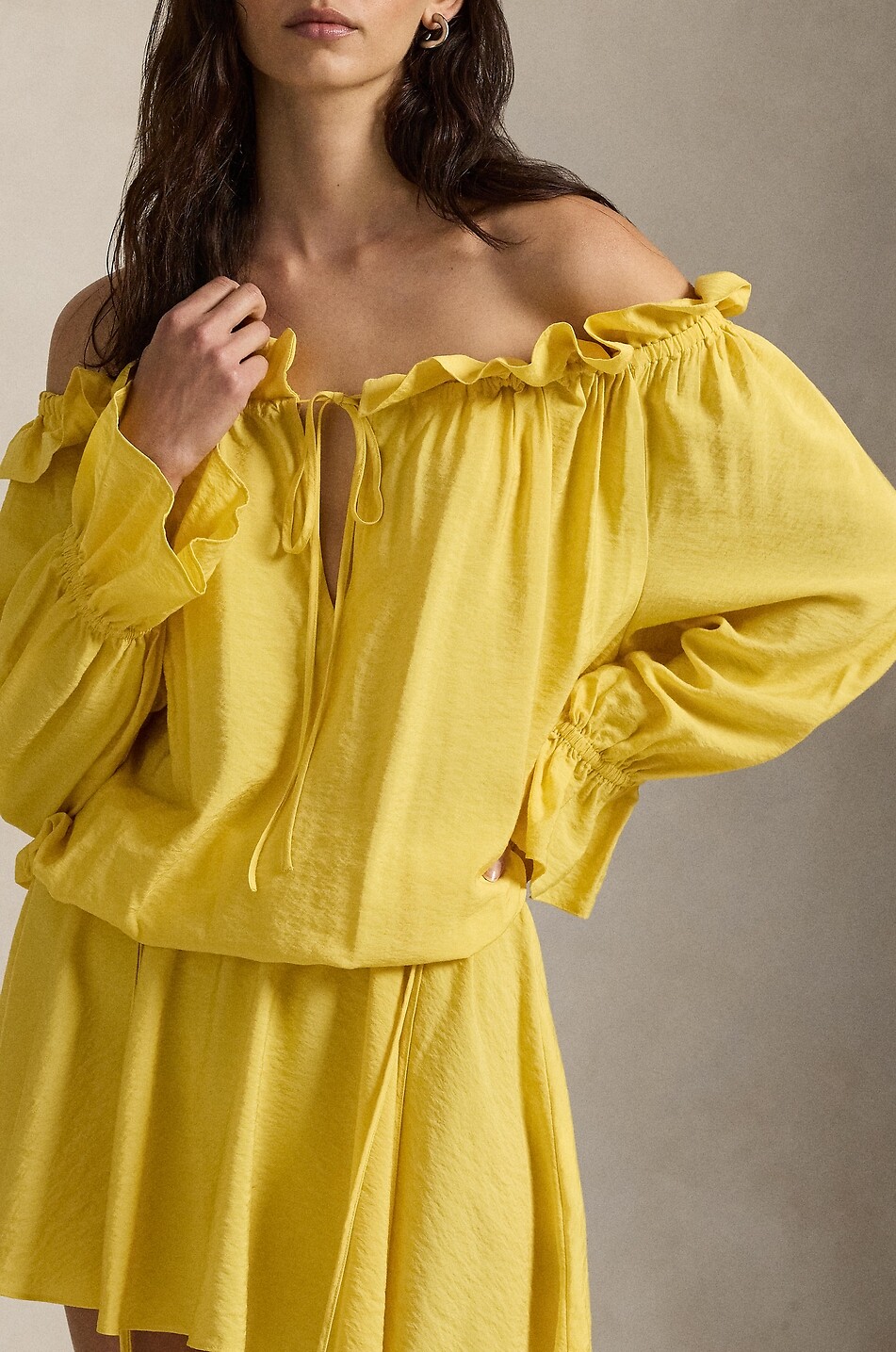 POLO RALPH LAUREN Schulterfreies Minikleid mit Puffärmeln Damen GELB 5