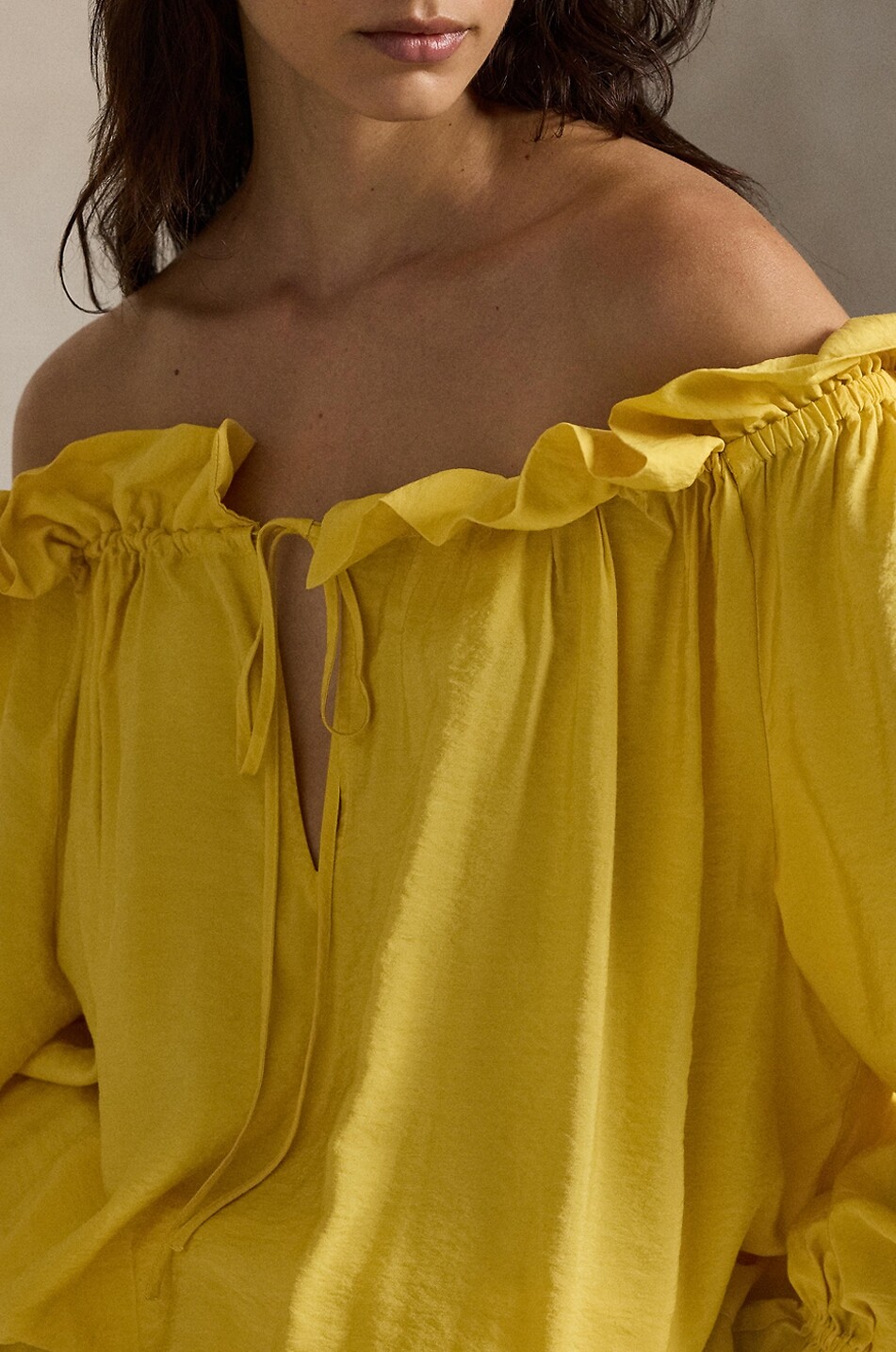 POLO RALPH LAUREN Schulterfreies Minikleid mit Puffärmeln Damen GELB 4