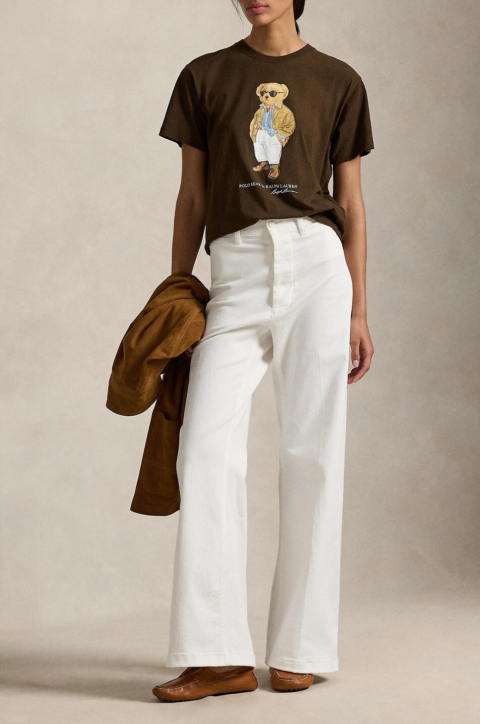 POLO RALPH LAUREN Polo Bear cotton crew-neck t-shirt Women DARK BROWN 2