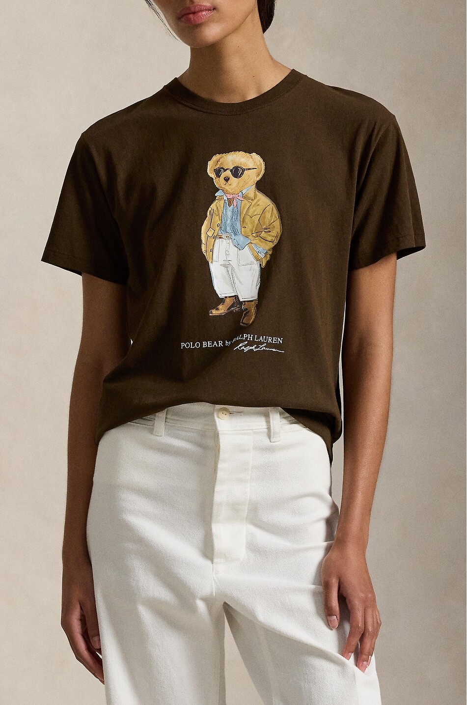 POLO RALPH LAUREN Polo Bear cotton crew-neck t-shirt Women DARK BROWN 5