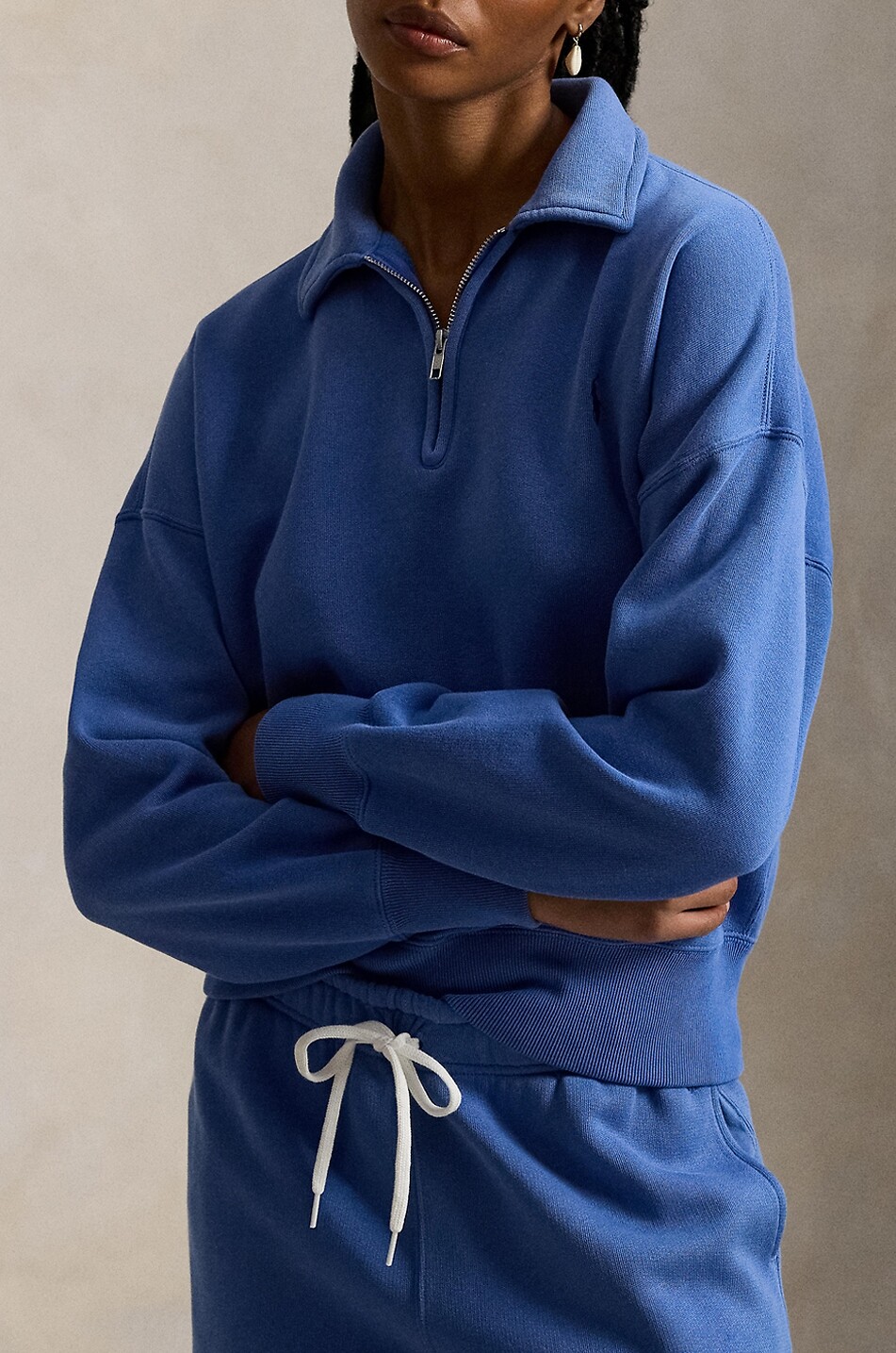 POLO RALPH LAUREN Pony half-zip sweatshirt with shirt collar Women BLUE 5