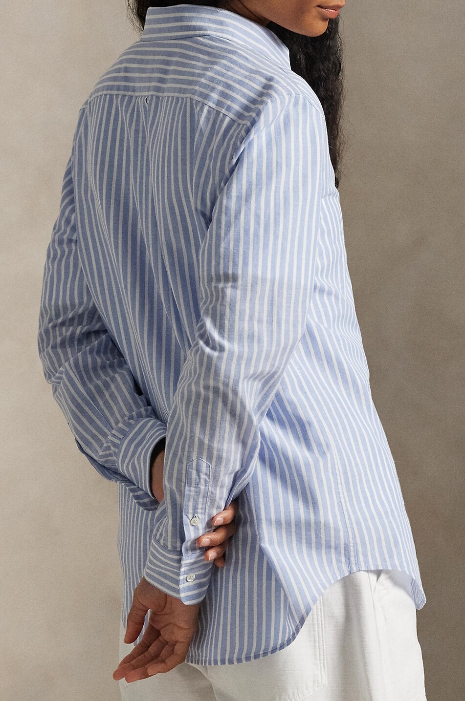 POLO RALPH LAUREN Striped cotton and linen shirt Women BLUE 3