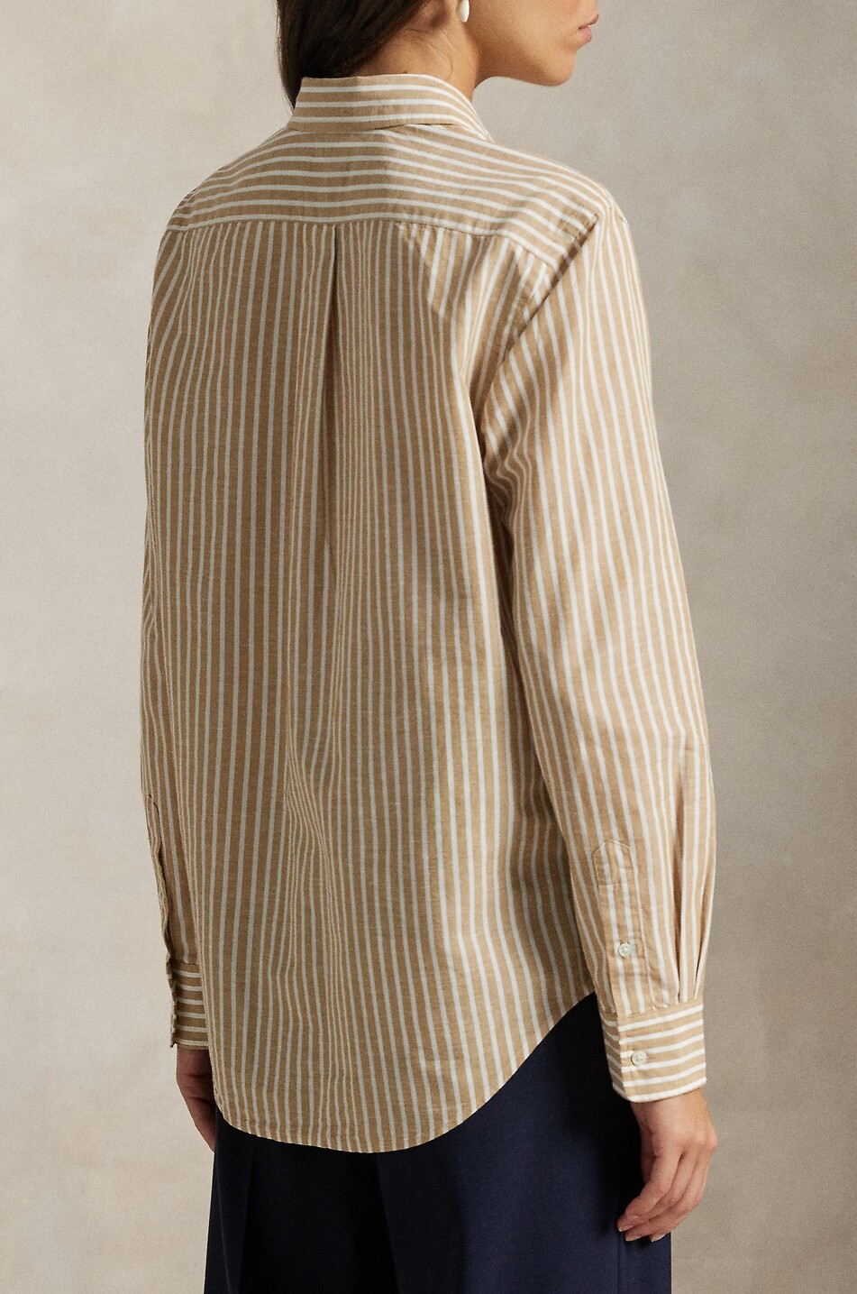 POLO RALPH LAUREN Striped cotton and linen shirt Women CAMEL 3