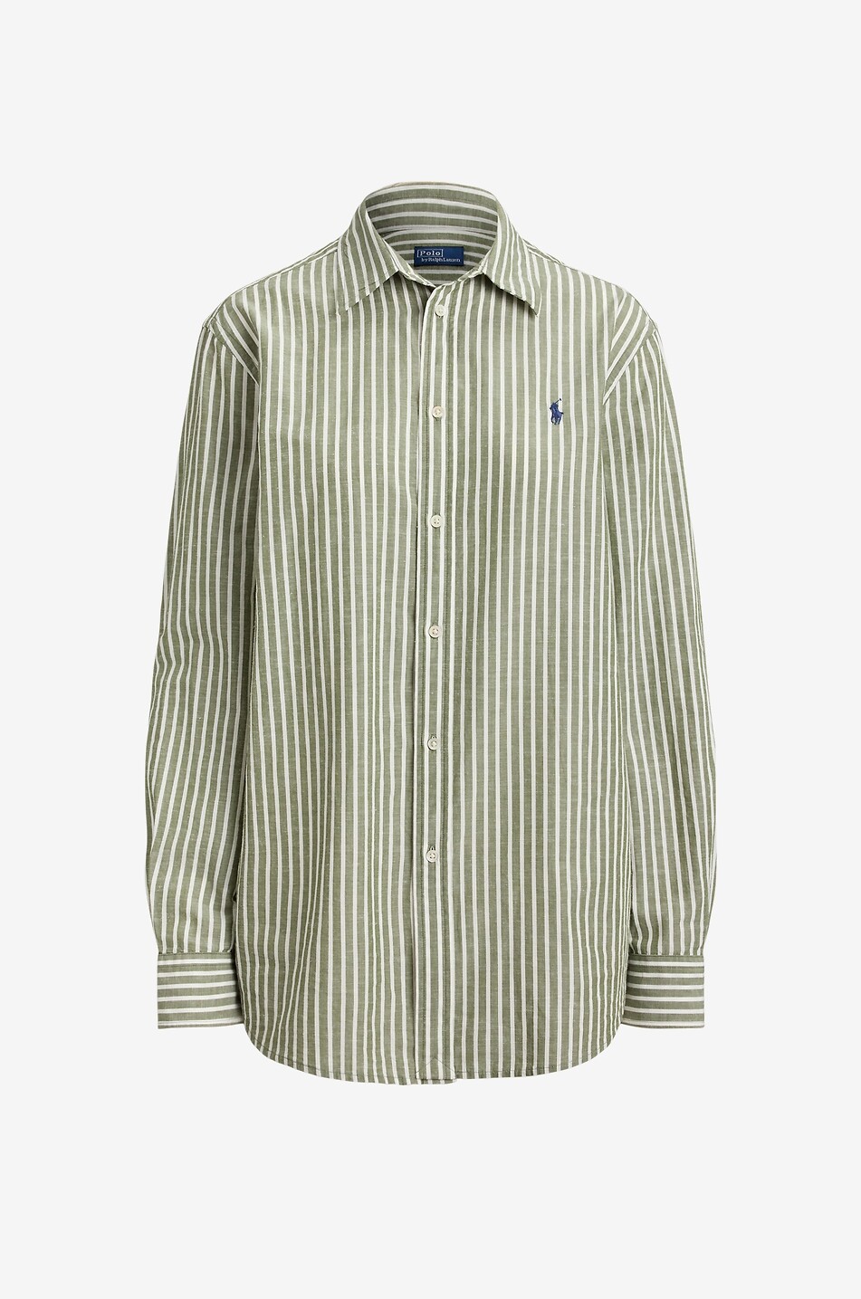 POLO RALPH LAUREN Striped cotton and linen shirt Women GREEN 1