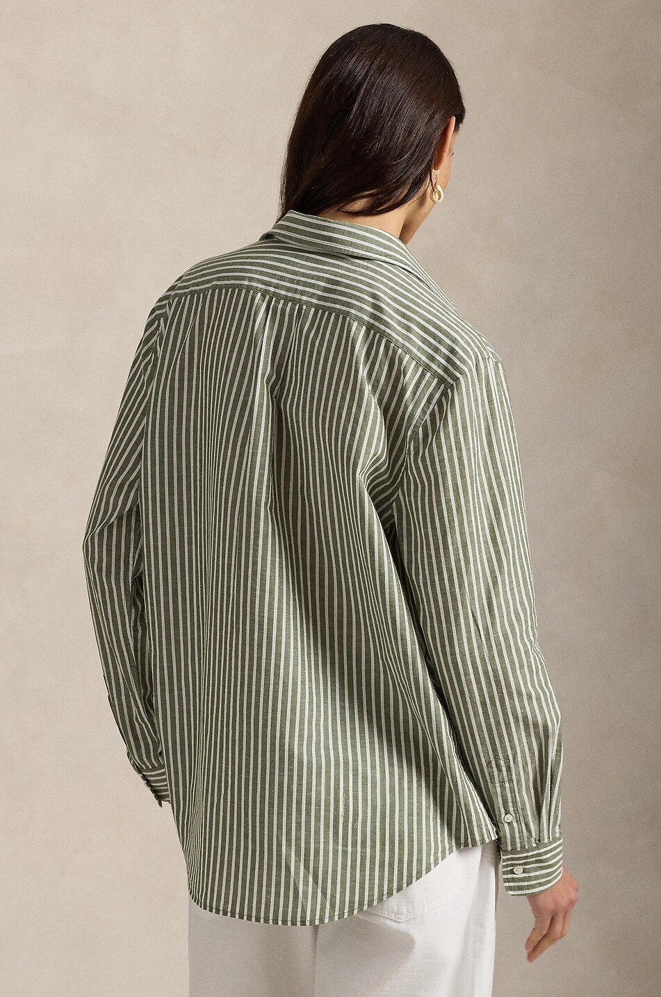 POLO RALPH LAUREN Striped cotton and linen shirt Women GREEN 3