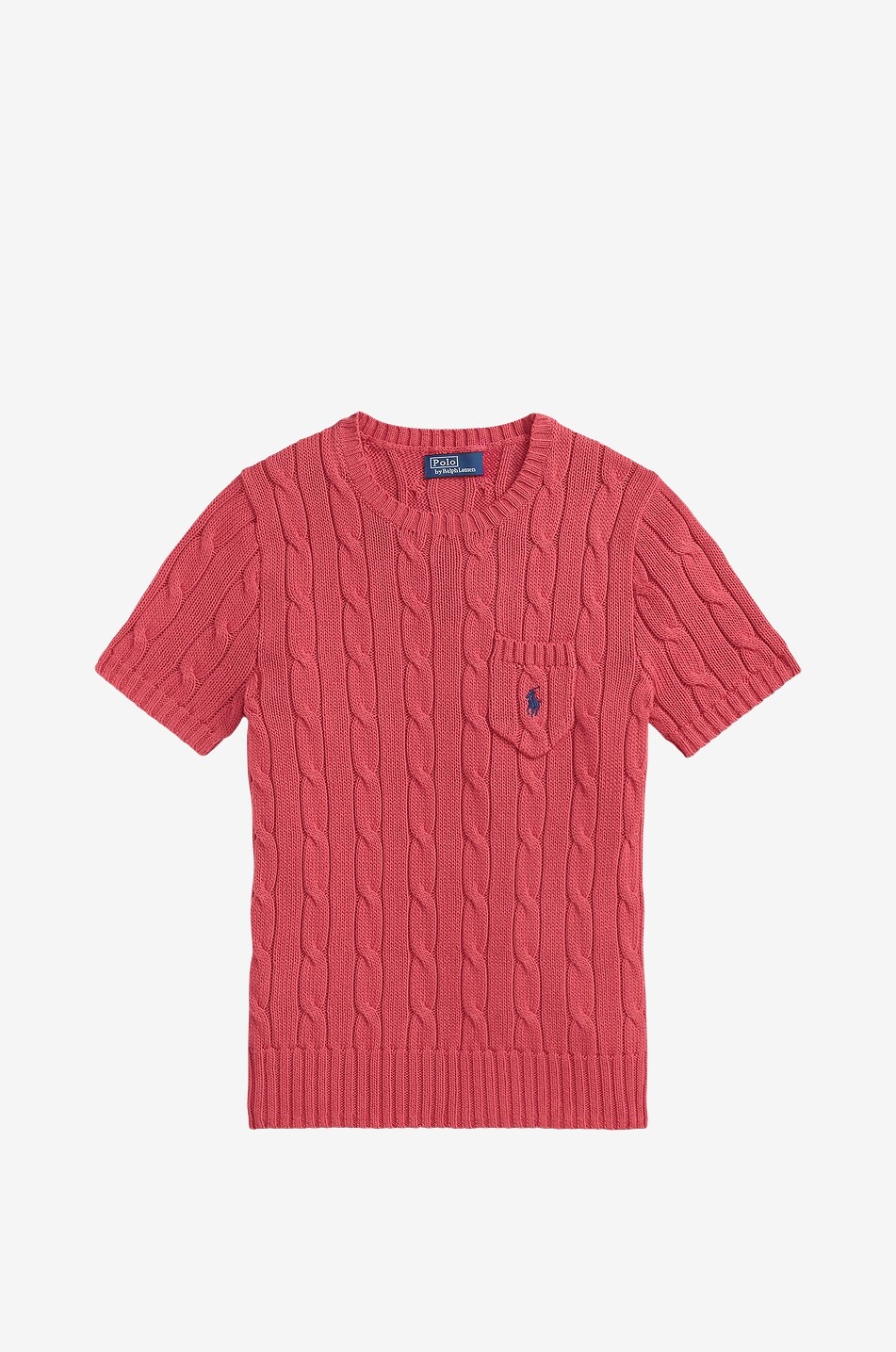 POLO RALPH LAUREN Pull torsadé en coton à manches courtes et poche poitrine Pony Femme ROUGE 1