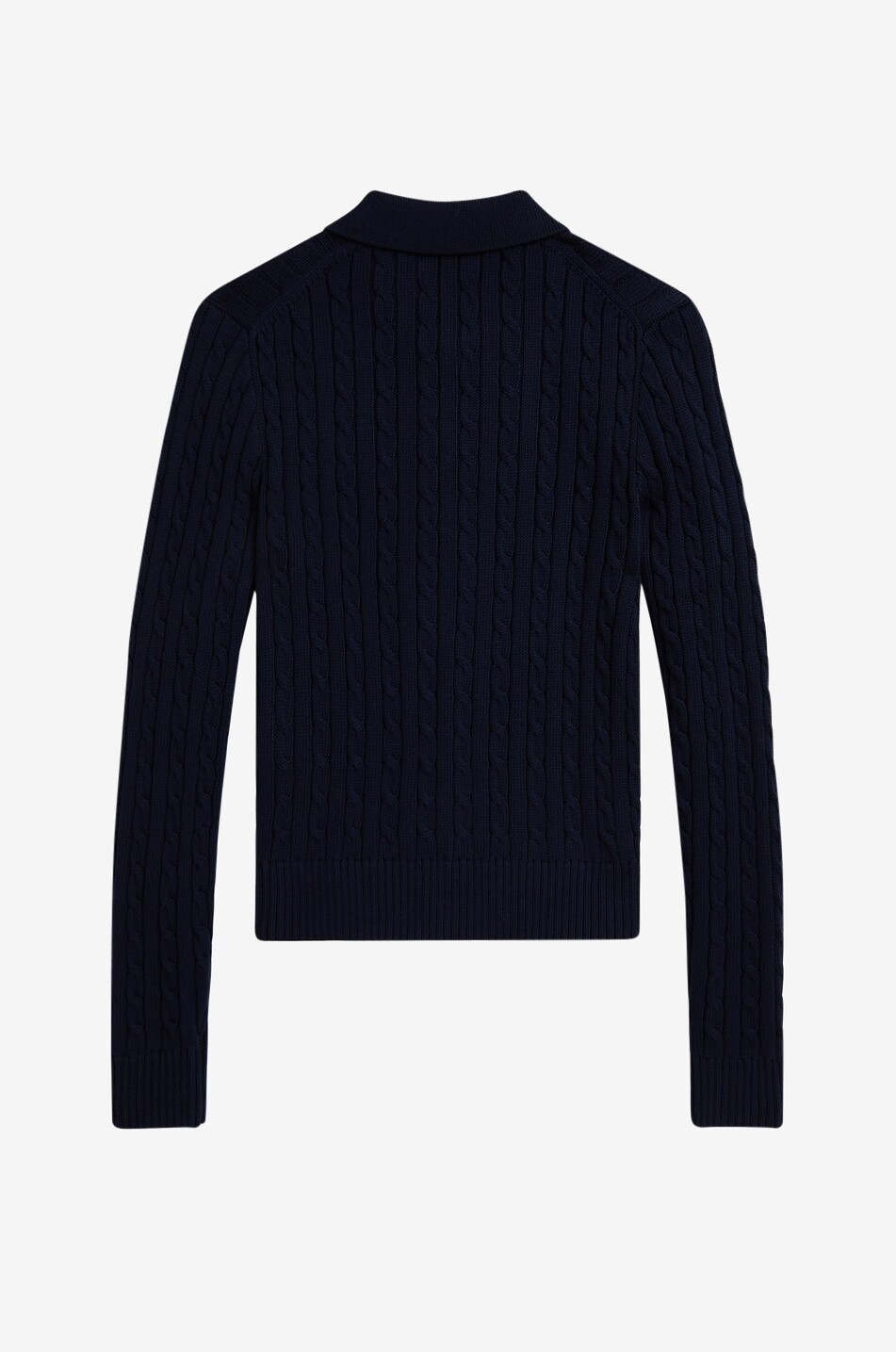 POLO RALPH LAUREN Schmaler geknöpfter Zopfstrick-Cardigan aus Baumwolle mit Hemdkragen Polo Damen DUNKELBLAU 2