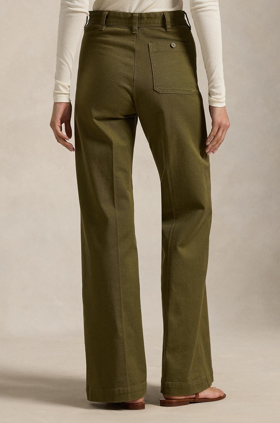 POLO RALPH LAUREN Beaton flared cotton twill trousers Women DARK GREEN 3