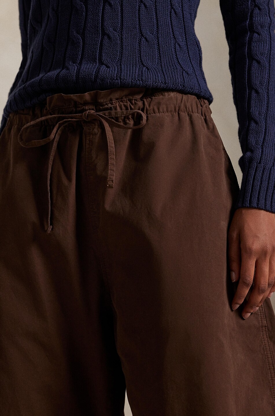 POLO RALPH LAUREN Pantalon incurvé en toile à cordon de serrage Femme MARRON 4