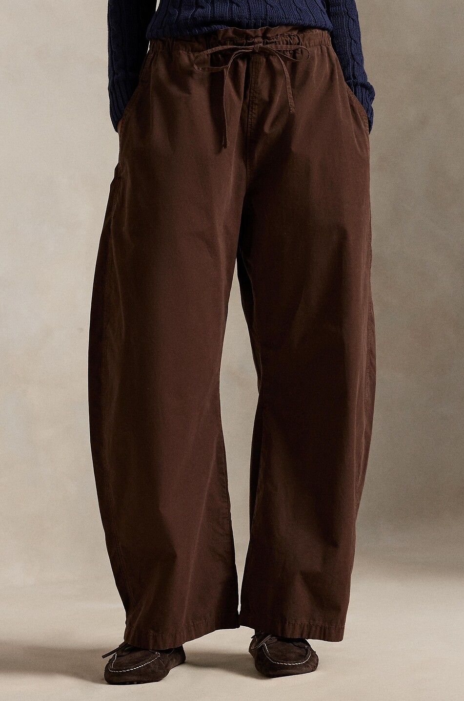 POLO RALPH LAUREN Pantalon incurvé en toile à cordon de serrage Femme MARRON 5