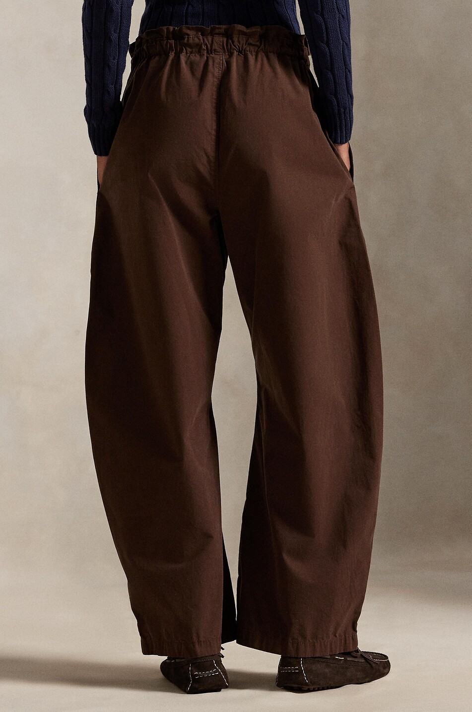 POLO RALPH LAUREN Pantalon incurvé en toile à cordon de serrage Femme MARRON 3