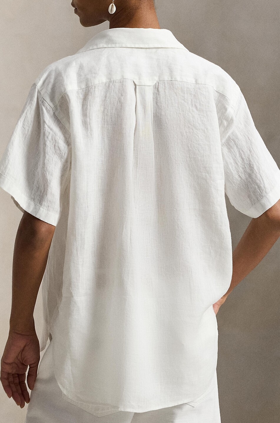 POLO RALPH LAUREN Oversize-Kurzarm-Hemd aus Leinen Pony Damen WEISS 3
