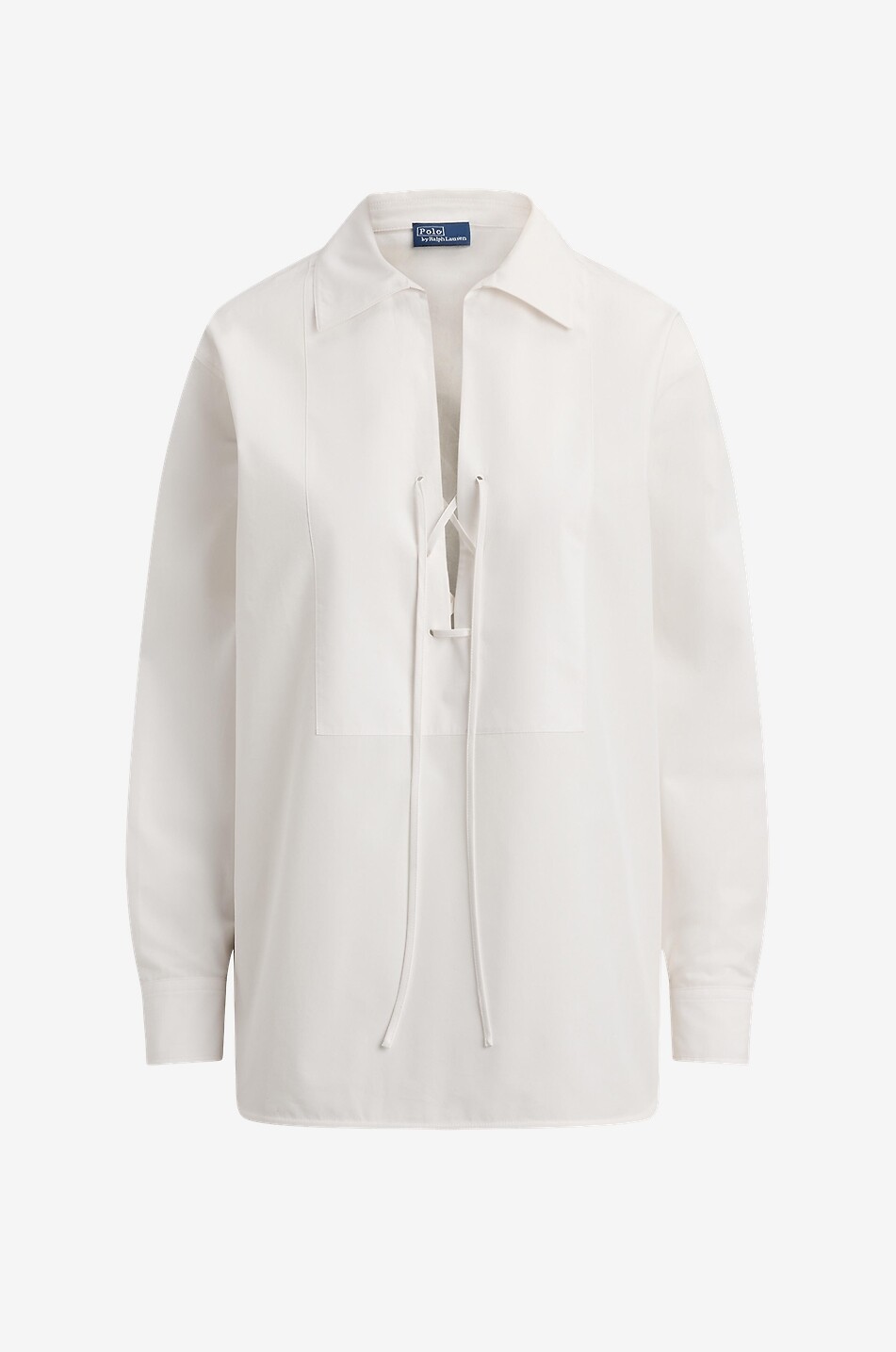 Lace-up tuxedo shirt in poplin