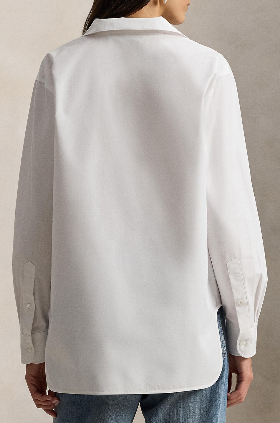 POLO RALPH LAUREN Lace-up tuxedo shirt in poplin Women WHITE 4