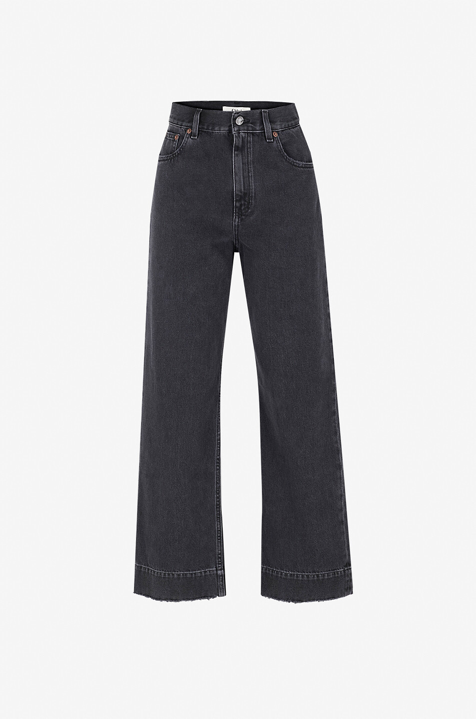 Asphalt Black cropped wide-leg high-rise jeans