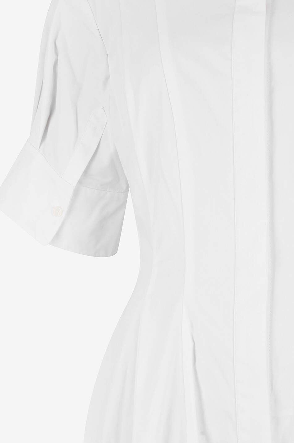 SIMKHAI Mollie long cinched popeline shirt dress Women WHITE 8