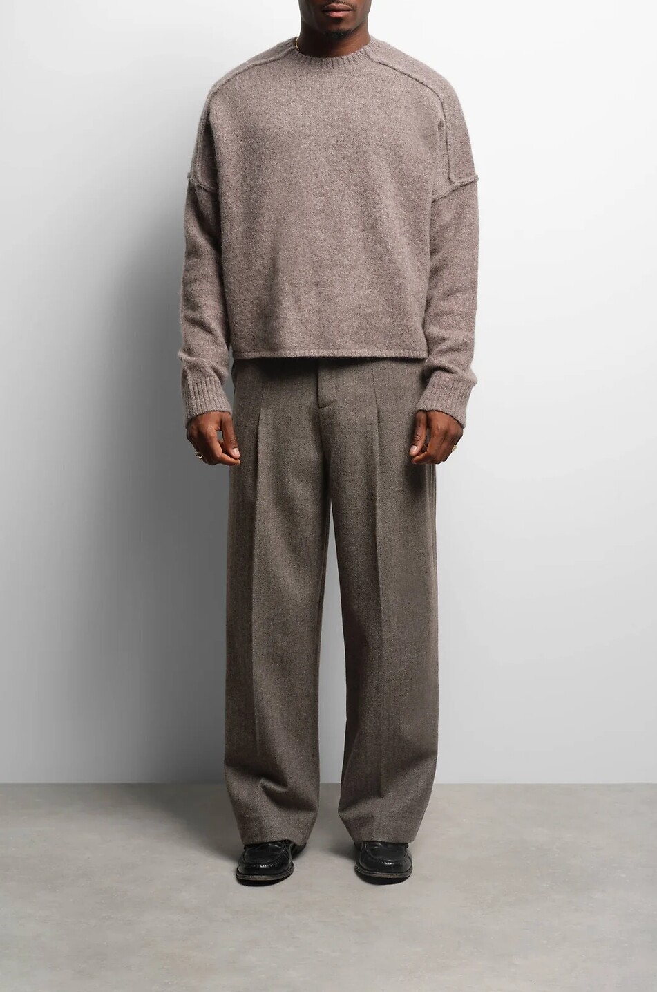 ABOUT:BLANK Exposed Mock Neck wool and mohair boxy jumper Men BROWN 2