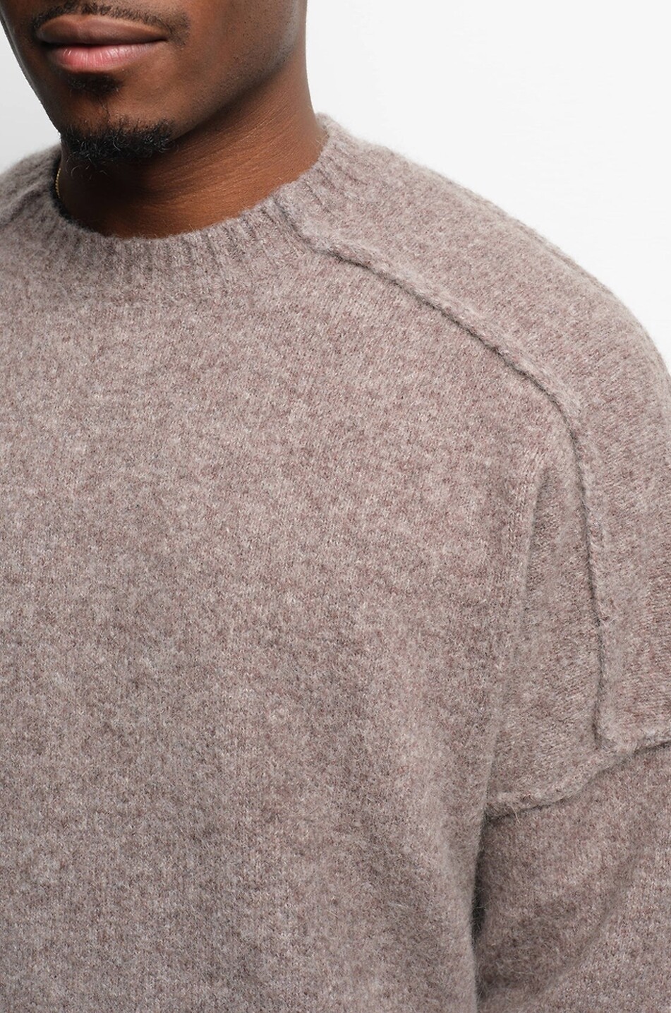 ABOUT:BLANK Exposed Mock Neck wool and mohair boxy jumper Men BROWN 4