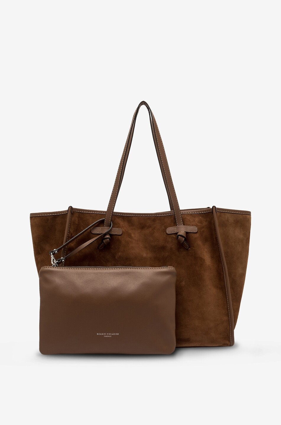GIANNI CHIARINI Marcella suede and smooth leather tote bag Women LIGHT BROWN 2