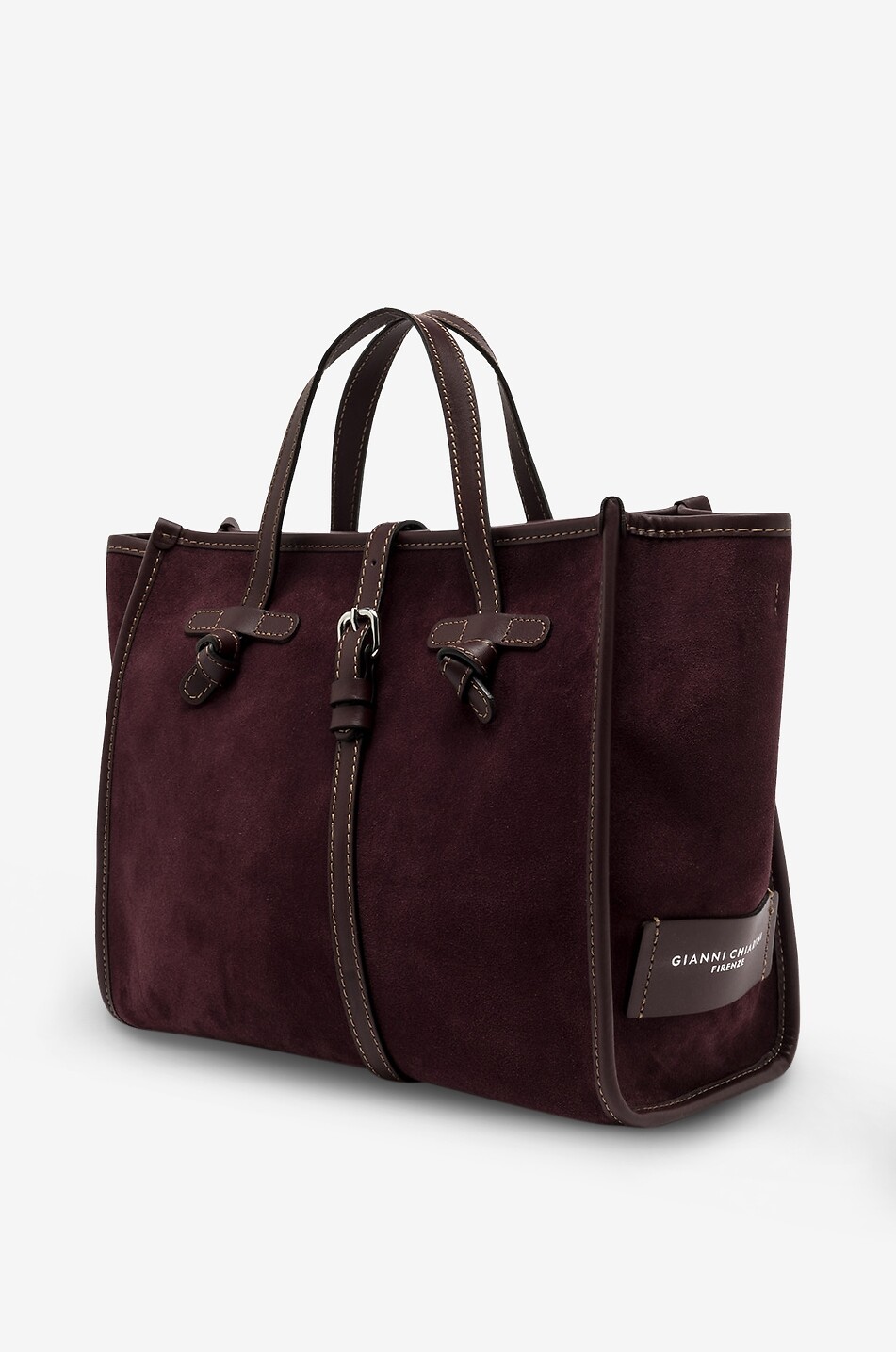 GIANNI CHIARINI Miss Marcella suede rectangular tote with handles Women DARK RED 2