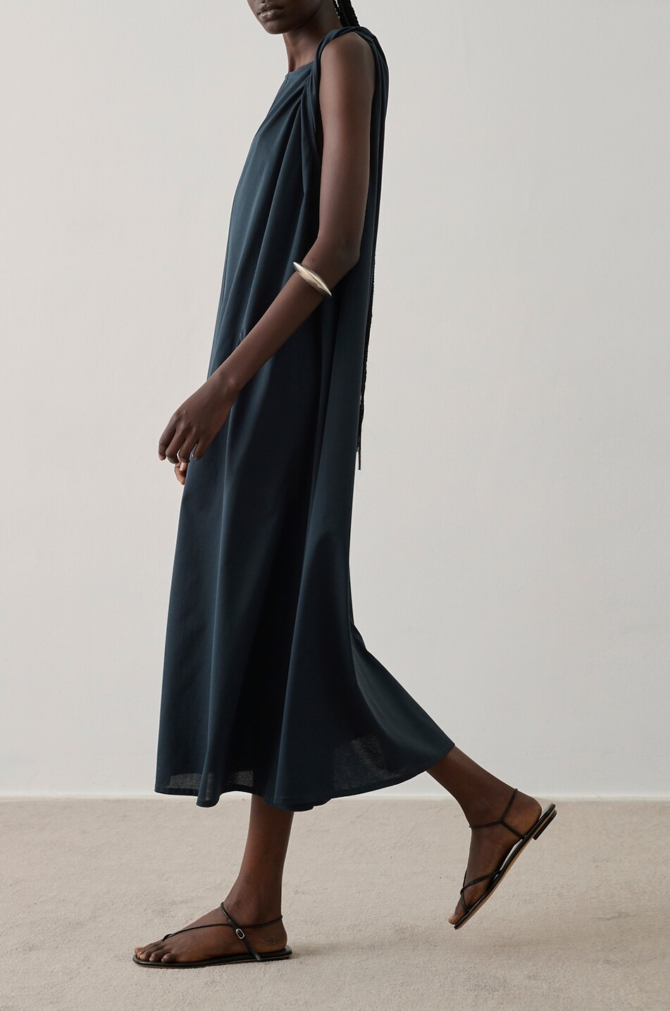 SOEUR Debbie sleeveless organic cotton jersey midi dress Women DARK BLUE 3