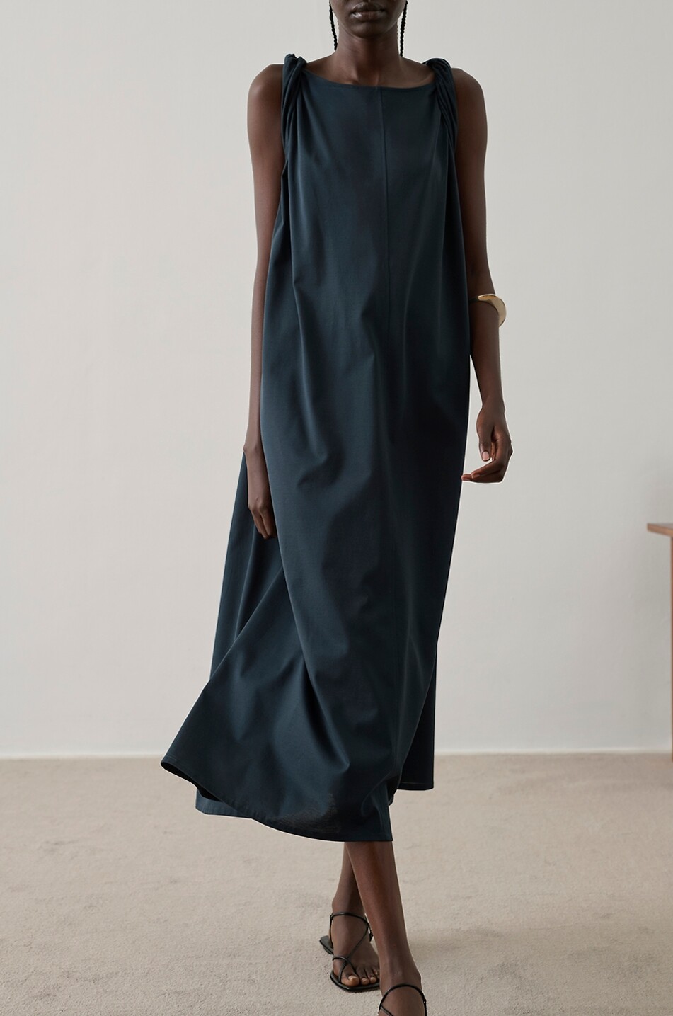 SOEUR Debbie sleeveless organic cotton jersey midi dress Women DARK BLUE 5