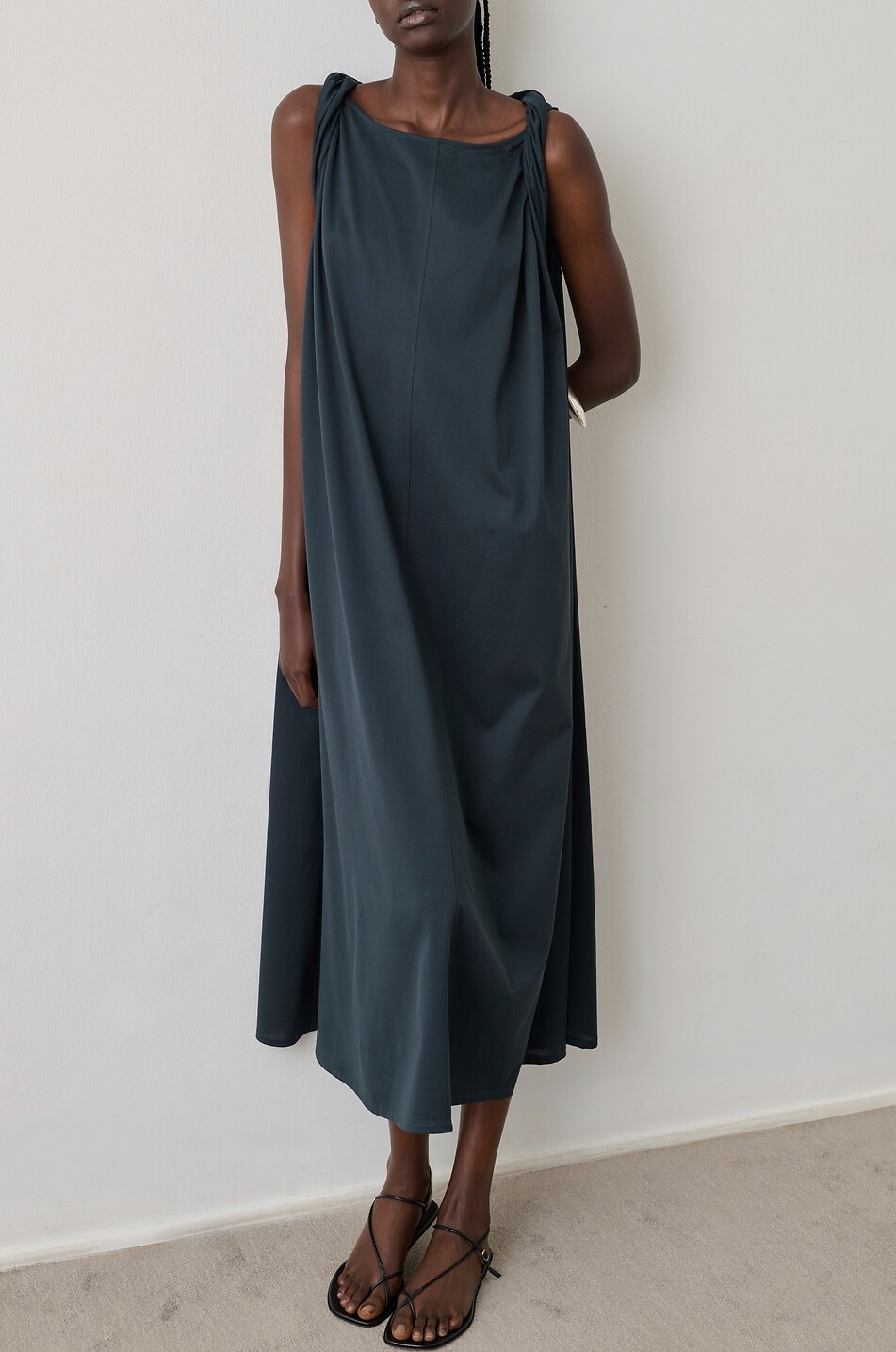 SOEUR Debbie sleeveless organic cotton jersey midi dress Women DARK BLUE 6