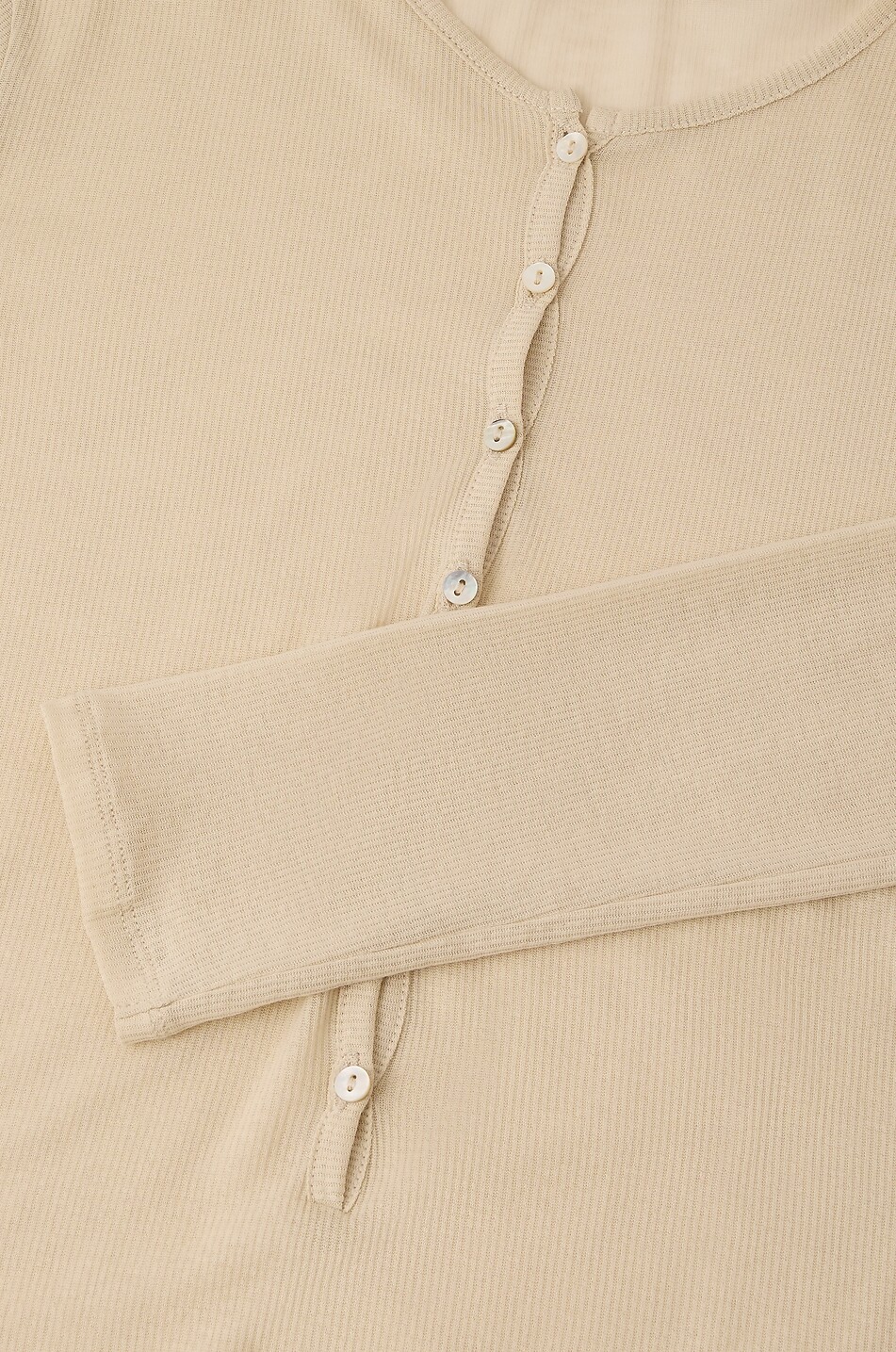 SOEUR Isabella long-sleeved fine rib jersey henley T-shirt Women EGGSHELL 2