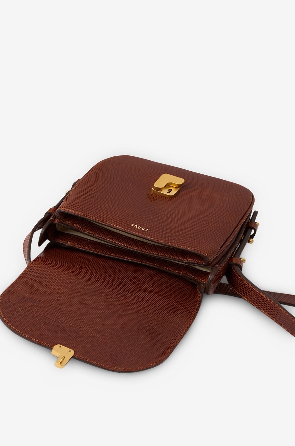 SOEUR Sac porté épaule en cuir efft lézard Bellissima Mini Femme COGNAC 4